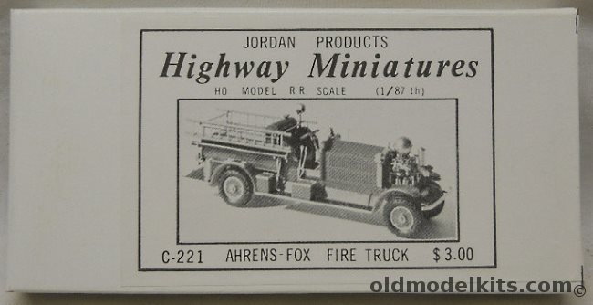 Jordan Products 1/87 Ahrens-Fox Fire Truck HO Scale, C-221 plastic model kit